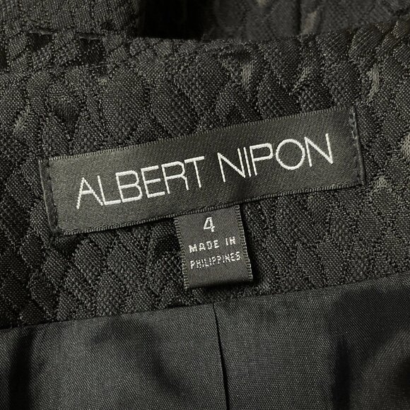 Albert Nipon Snake Print Scalloped Belted Evening Jacket Dark Brown-Black Size 4 - Picture 7 of 9